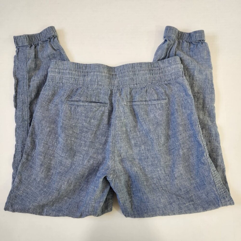 Athleta Cabo 100% Linen Jogger‎ Pants Womens 6 Blue Pull On Casual High Rise - Picture 10 of 10